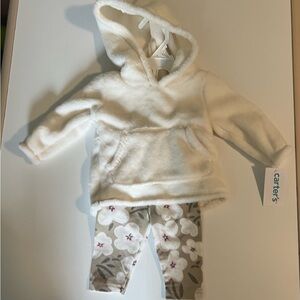 Carter's Cream Fleece Hoodie with Floral Leggings